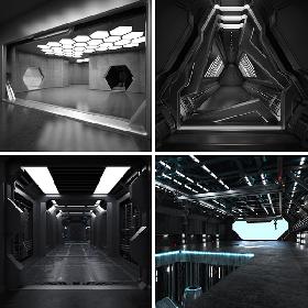 4 Sci Fi Interiors Set
